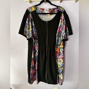 Flor Black Floral Dress w/Full Zipper Size 3X
